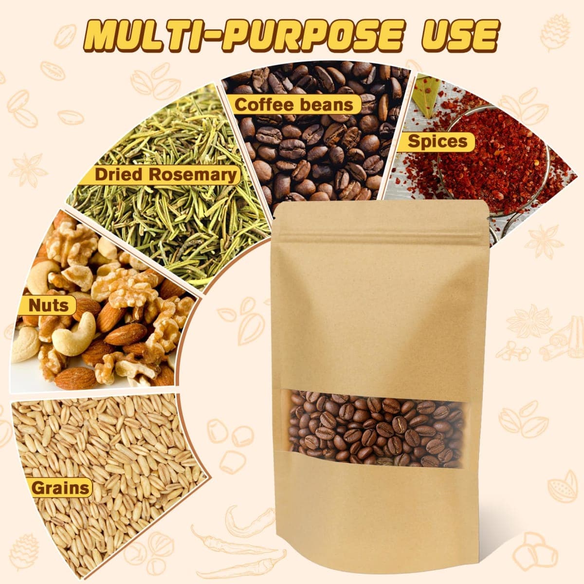 Jetmore 50 Pack Smell Proof Bag, Resealable Bags for Small Business, Stand Up Pouches with Window, Small Sealable packaging Bags for Snack, Coffee, Spice, Candy, Trail Mix, Wax, Mylar Bag 3.5 thumbnail 5