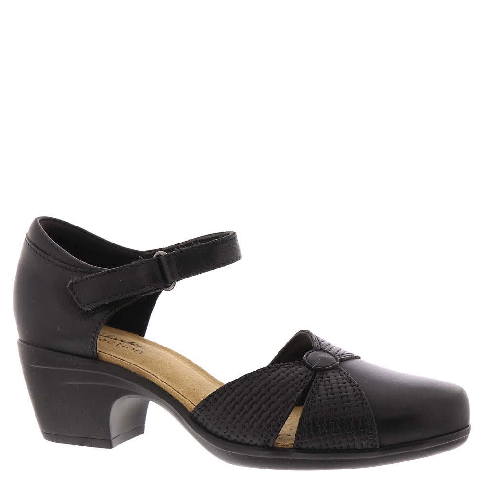 Clarks Women's Emily Rae Casual Shoe, Black Leat 12 Wide thumbnail 3