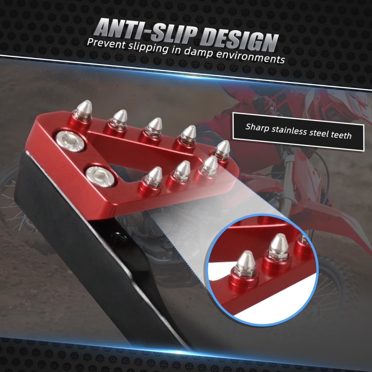 NICECNC Red Forged Adjustable Brake Pedal Tip Compatible with Honda CRF250R 2004-2024 CRF450R 2005-2024 CRF250RX 2019-2024 CRF450RX 2017-2024 See Fitment thumbnail 4