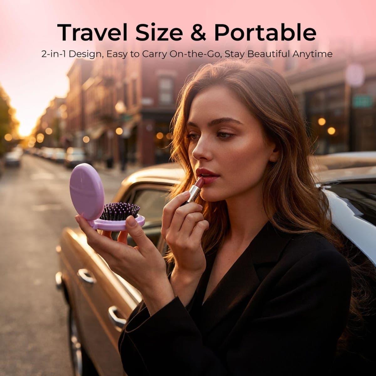 Travel Mini Hair Brush Set, Individually Wrapped Foldable Hairbrush with Mirror, Massage Cushion Hair Brush for Detangling Dry & Wet Hair, 5 Colors Portable Hair Comb for Women & Men (30) thumbnail 4