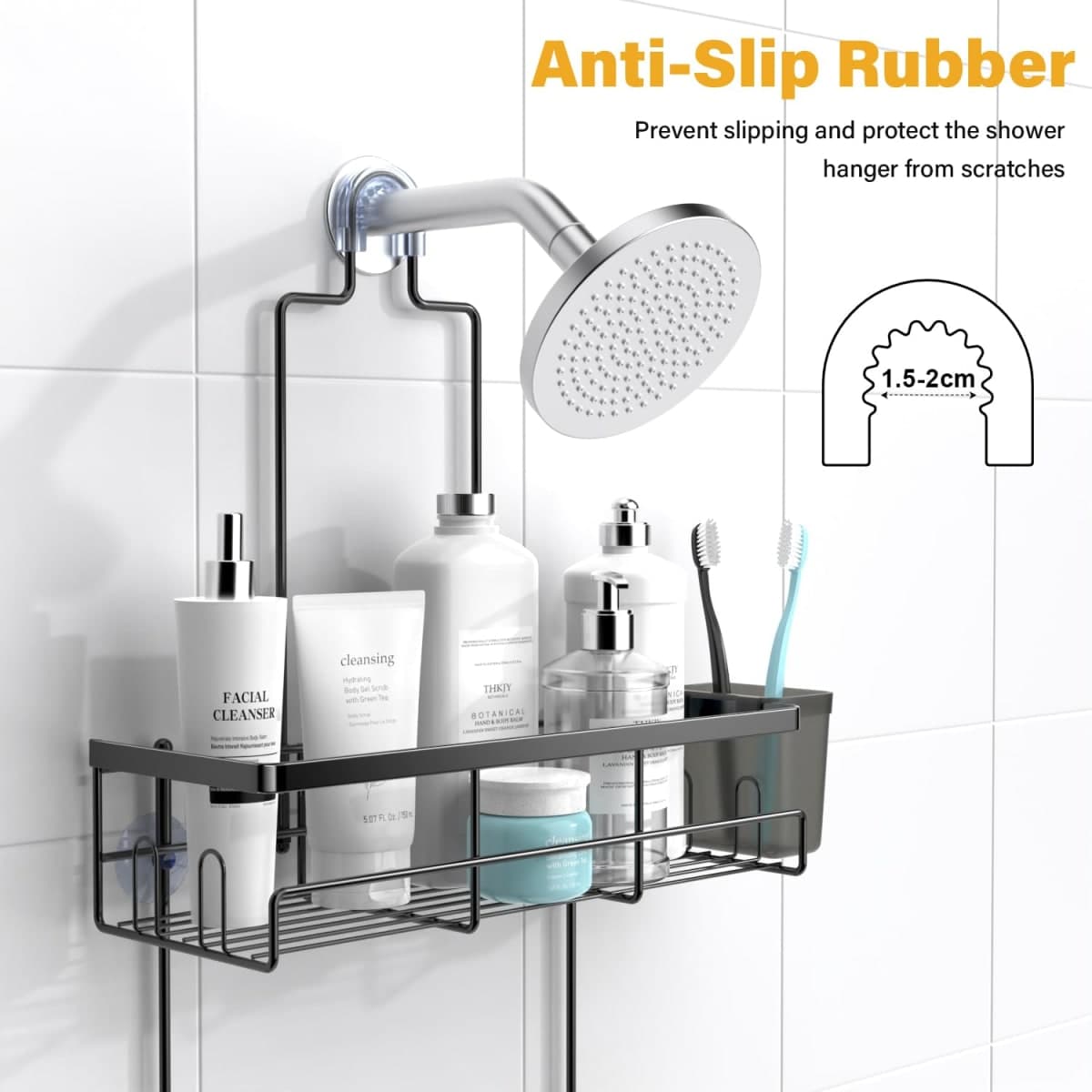 AKTECKE Shower Caddy Hanging Bathroom Organizer: Rustproof Shelf for Inside Shower - No Drilling Racks Over Showerhead - Bath Shelves for Shampoo Soap thumbnail 2