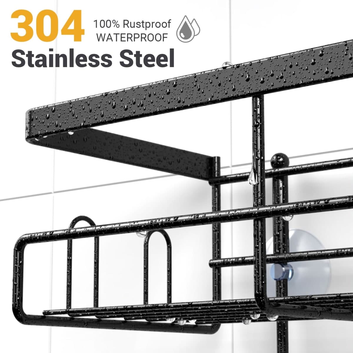 AKTECKE Shower Caddy Hanging Bathroom Organizer: Rustproof Shelf for Inside Shower - No Drilling Racks Over Showerhead - Bath Shelves for Shampoo Soap thumbnail 3