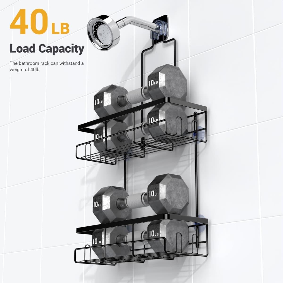 AKTECKE Shower Caddy Hanging Bathroom Organizer: Rustproof Shelf for Inside Shower - No Drilling Racks Over Showerhead - Bath Shelves for Shampoo Soap thumbnail 4