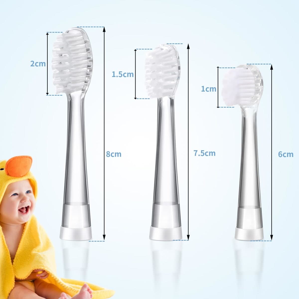 Baby/Kids Electric Toothbrush Replacement Heads Compatible with Seago SG-513/SG-977/EK6, Compatible with Brush-Baby WildOnes/KIDZSONIC, Compatible with Dada-Tech-BB1/977/K6,5PC (Over 3 Years) thumbnail 5