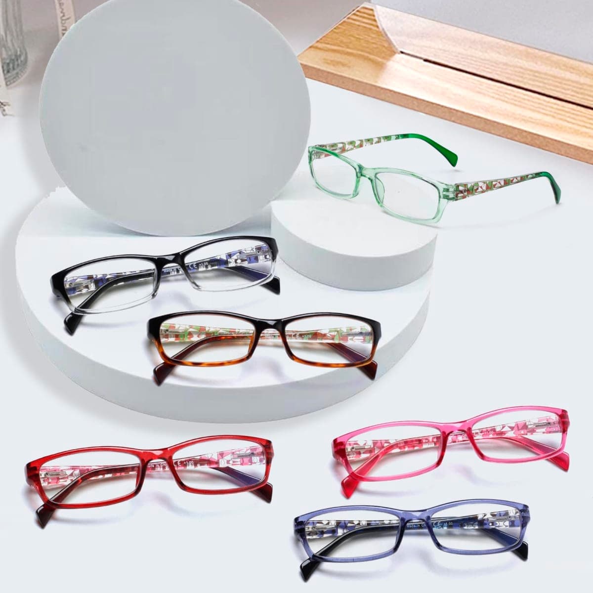Kerecsen Computer Reading Glasses for Women Blue Light Blocking Glasses for Reading Fashion Pattern Print Eyeglasses for Womens(Mix Color -7, 4.00) thumbnail 4