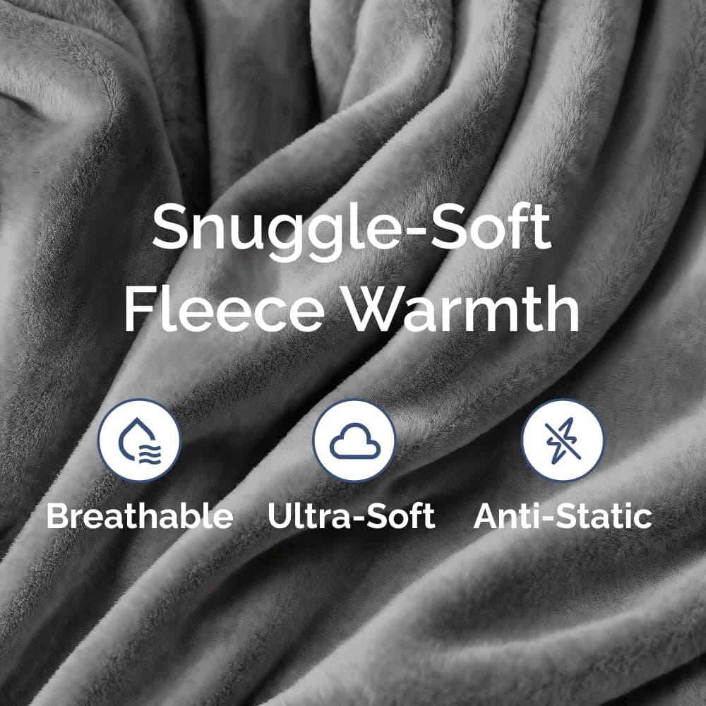 Ultra Soft Fleece Blanket Twin Size - Flannel Fleece Luxury Twin Blanket - Lightweight for Couch Bed Chair - Thick, Warm & Breathable - All Season Cozy Fuzzy, Anti-Static Microplush Bedding, Dark Grey thumbnail 3