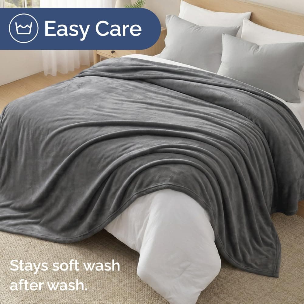 Ultra Soft Fleece Blanket Twin Size - Flannel Fleece Luxury Twin Blanket - Lightweight for Couch Bed Chair - Thick, Warm & Breathable - All Season Cozy Fuzzy, Anti-Static Microplush Bedding, Dark Grey thumbnail 5