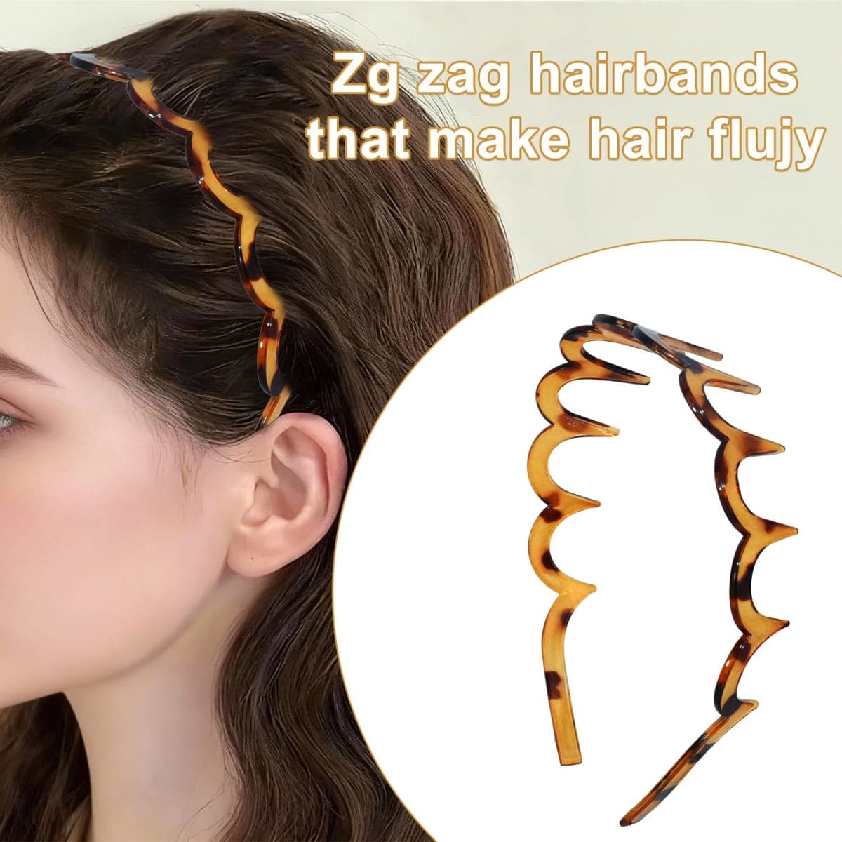 TOSEFES 2026 Zigzag Headbands for Women, 2-Pack U-Shaped Hair Comb Headbands, Non-Slip Slick-Back Hair Accessories, Black & Tortoise Recycled Plastic, Teeth Hairband for Everyday Styling & Workout thumbnail 4