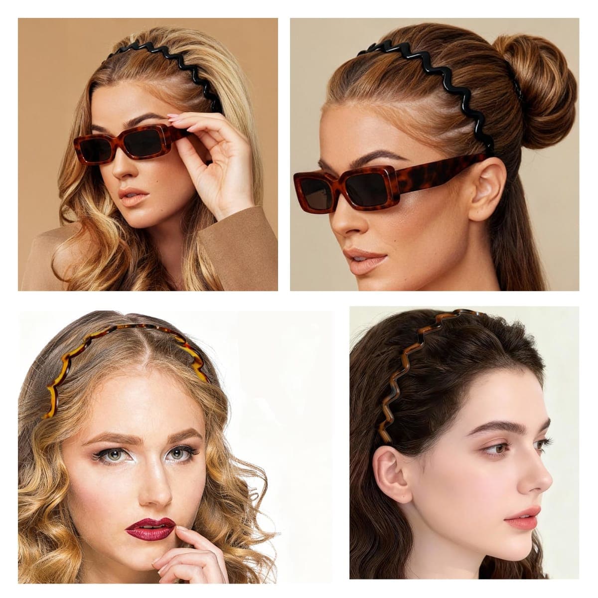 TOSEFES 2026 Zigzag Headbands for Women, 2-Pack U-Shaped Hair Comb Headbands, Non-Slip Slick-Back Hair Accessories, Black & Tortoise Recycled Plastic, Teeth Hairband for Everyday Styling & Workout thumbnail 5
