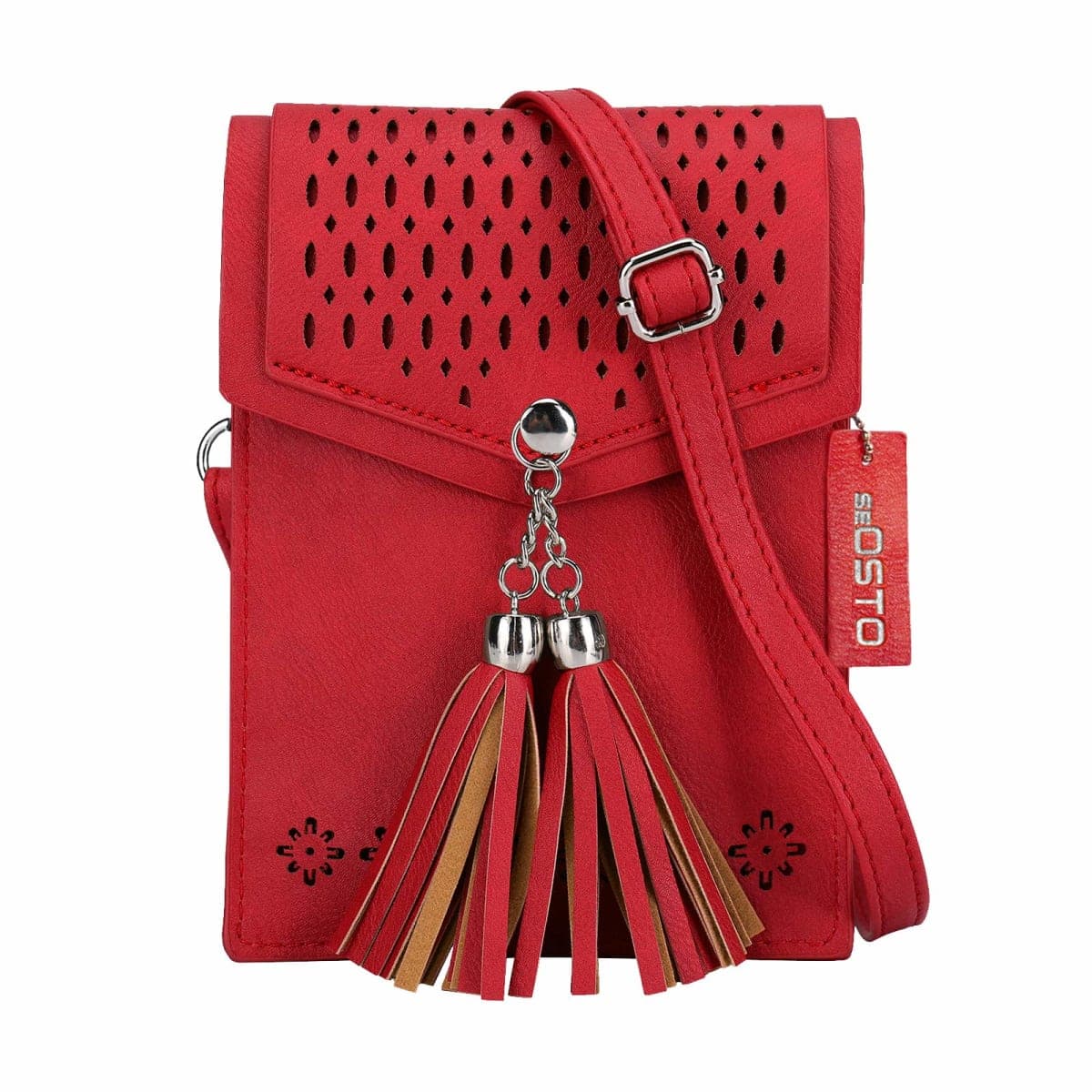 seOSTO Womens Small Crossbody Bag, Tassel Cell Phone Purse Holder Wallet — image 1