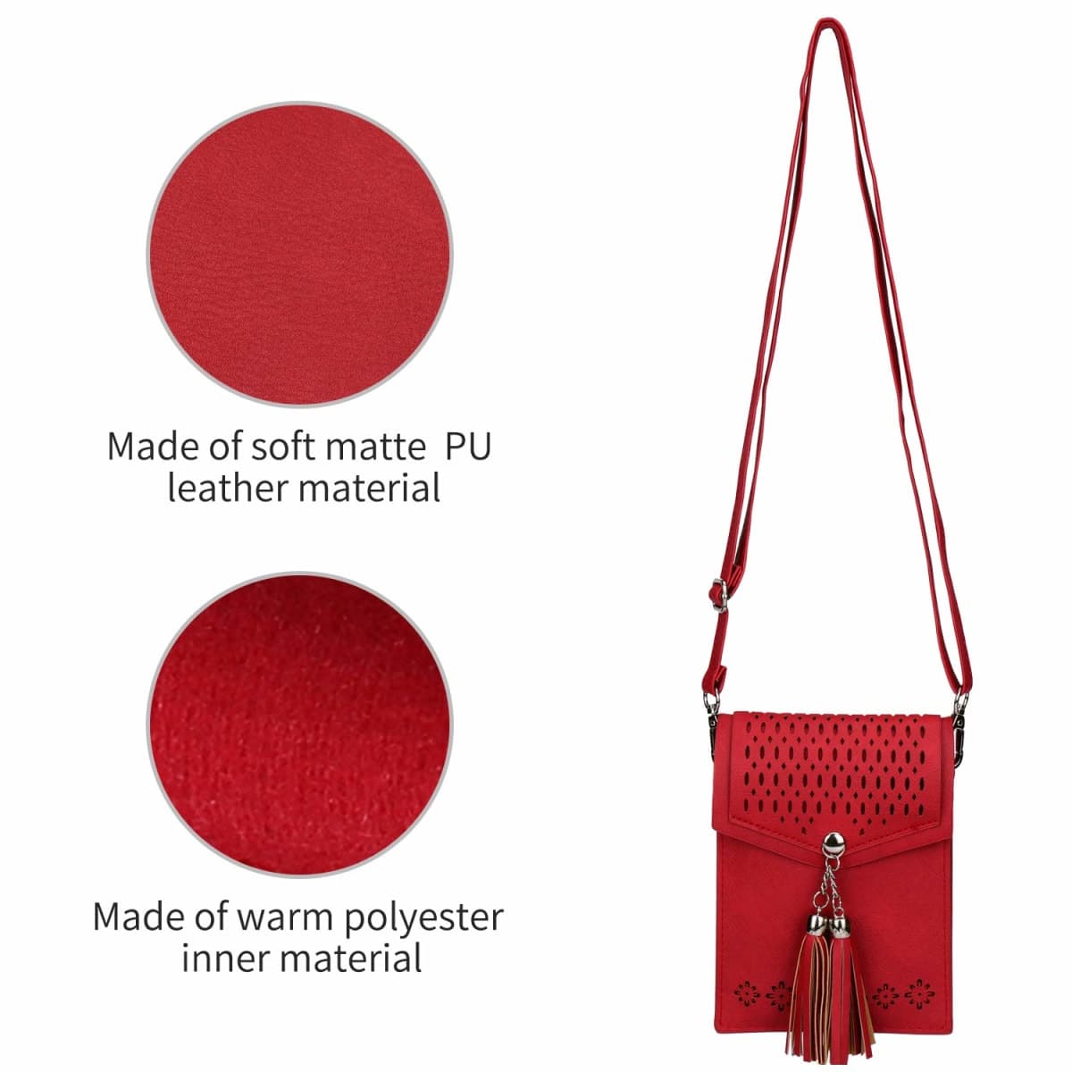 seOSTO Womens Small Crossbody Bag, Tassel Cell Phone Purse Holder Wallet thumbnail 3