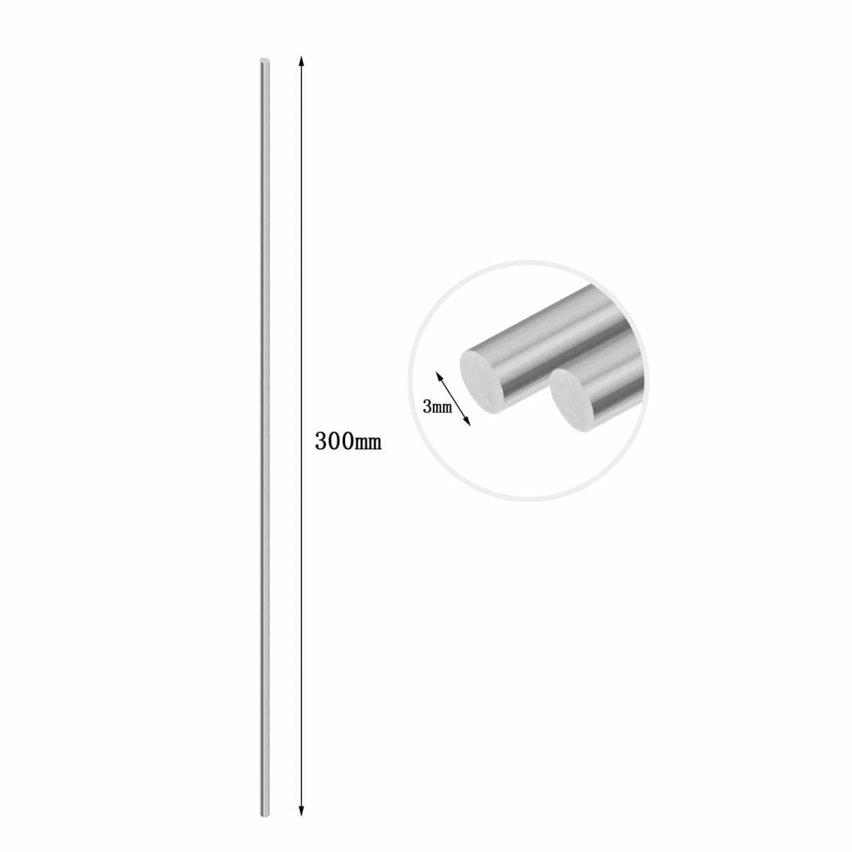 Eowpower 5 Pieces Stainless Steel 3 x 300 mm Round Rod for RC Airplane thumbnail 2