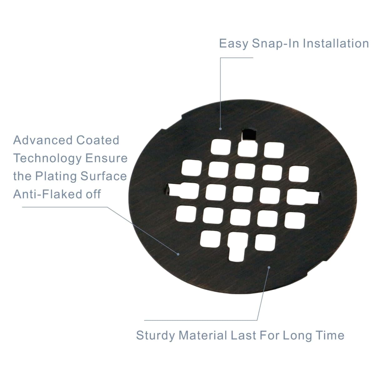 Bronze Snap-in Shower Floor Drain Cover, Hidrop 4-1/4" OD Round Shower Strainer Grid, Easy-to-Install Replacement Cover Stainless Steel thumbnail 3
