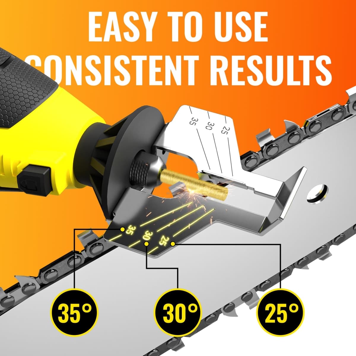 EzzDoo 3 in 1 Electric Chainsaw Sharpener Kit with Titanium Coated Chainsaw Files High Speed Chainsaw Sharpener Electric Tool and 4 Sizes High Hardness Diamond Sharpening Wheels Accessories thumbnail 3