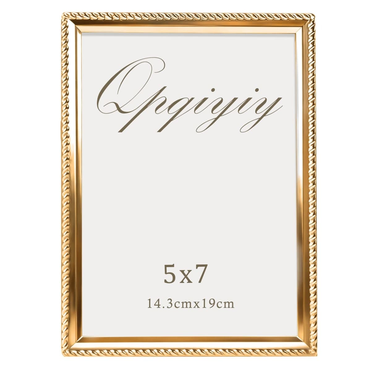 QPQIYIY 5x7 Picture Frame with Real Glass Cover, Gold Frames with Tabletop or Wall Hanging, Rope Metal Plating