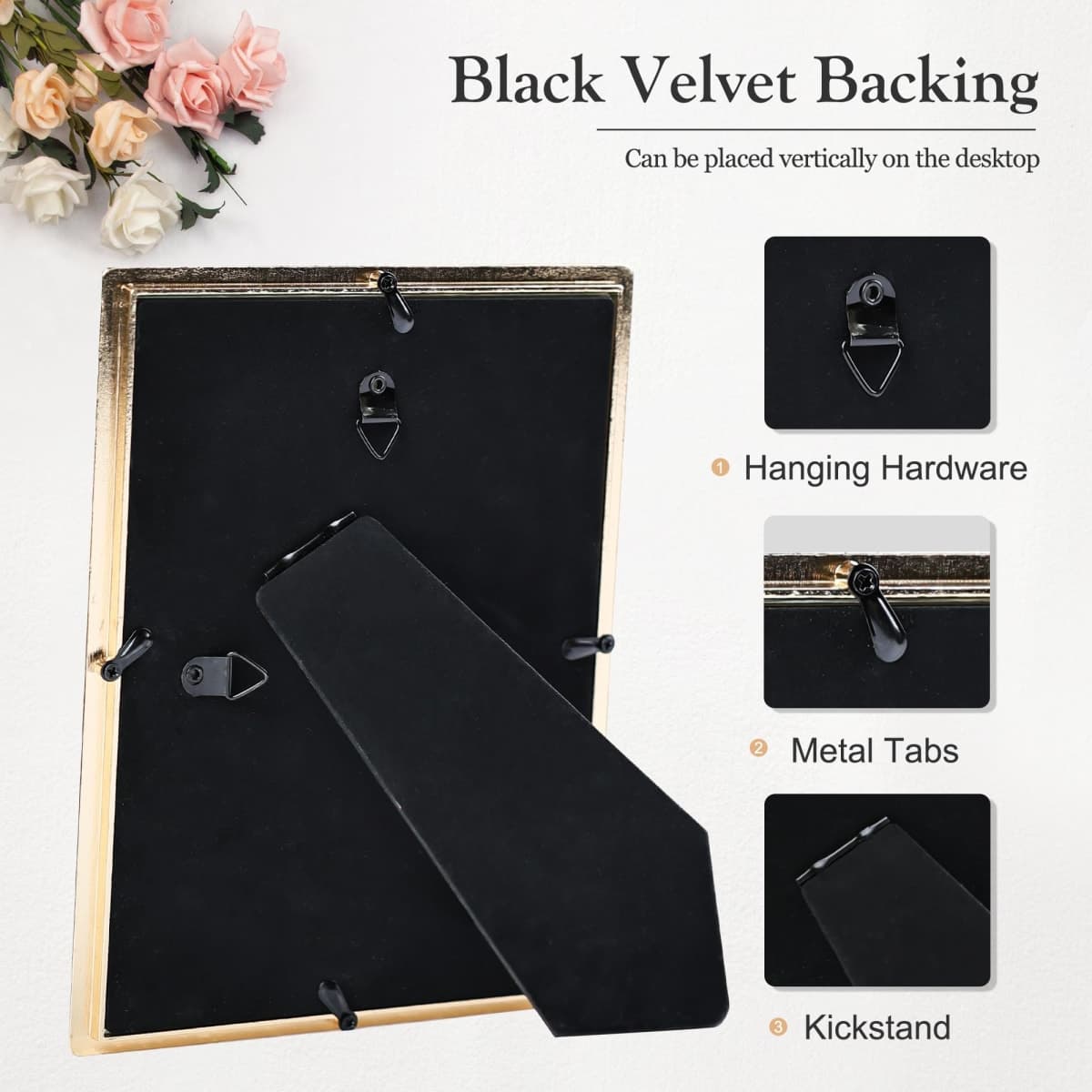 QPQIYIY 5x7 Picture Frame with Real Glass Cover, Gold Frames with Tabletop or Wall Hanging, Rope Metal Plating thumbnail 4