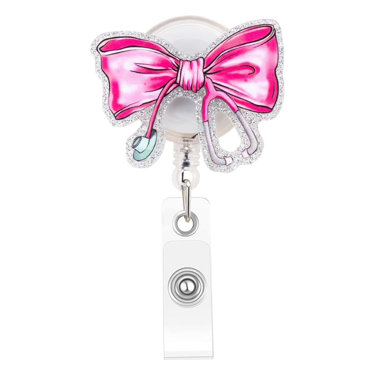 Pink Bow Nursing Badge Reel for Id Card Badge Retractable Nurse Student Badge Reel Holer Healthcare Badge Reel for Nurse Nursing Student Nurse Gifts for Women — image 1