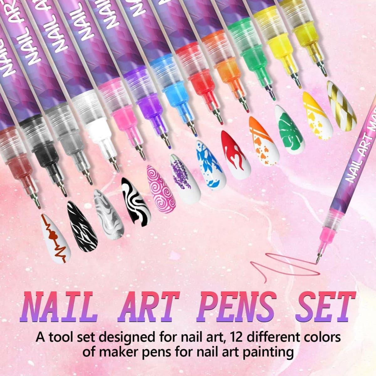 DZCKTFYGRT 12 Colors Nail Art Pens Set, 3D Quick-Dry 0.5MM Nail Polish Pens, 2025 DIY Nail Art Marker Graffiti Dotting Pen for Nails Art Design Manicure Nail DIY Decoration thumbnail 2