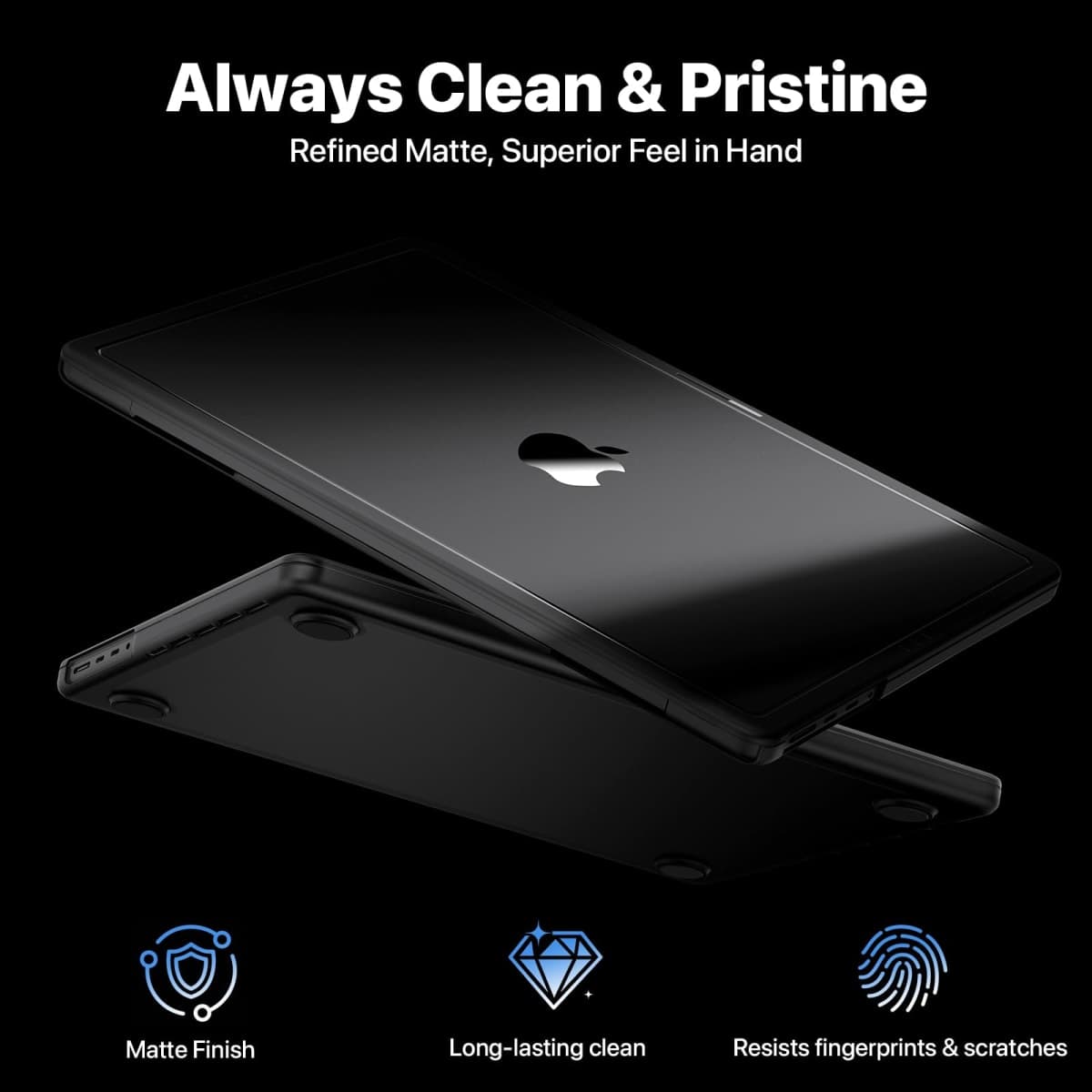 Soonjet CrackGuard for MacBook Pro 14 inch Case M5 M4 M3 M2 M1 Pro/Max 2026 2025-2021 [Anti-Crack Upgrade] [100% Match Official Color] Cover Protective Hard Shell Case Laptop - Space Black Clear thumbnail 5