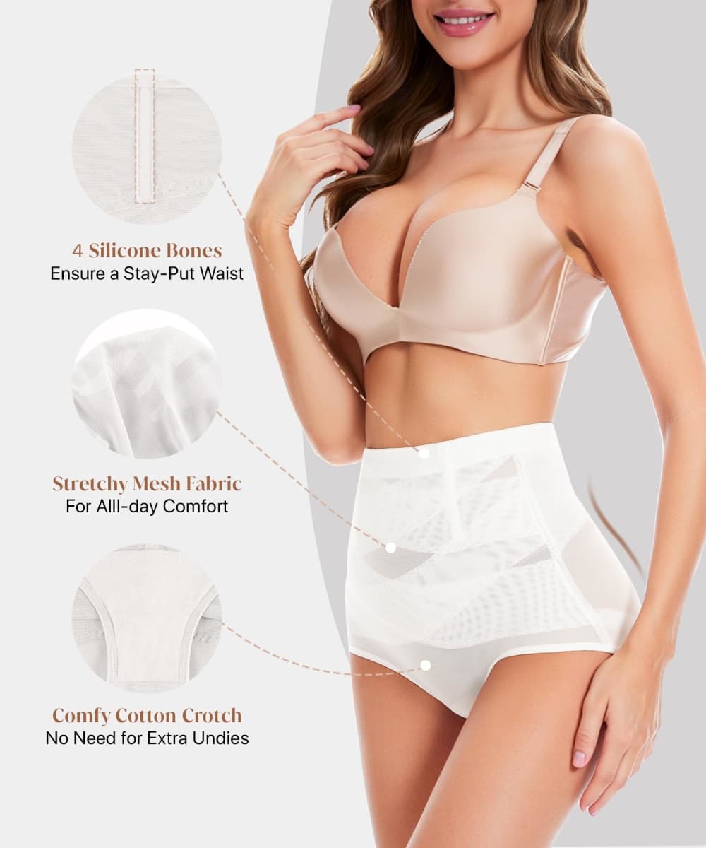 GYDEK Shapewear Panties for Women Tummy Control High Waisted Body Shaper Panty Black thumbnail 4