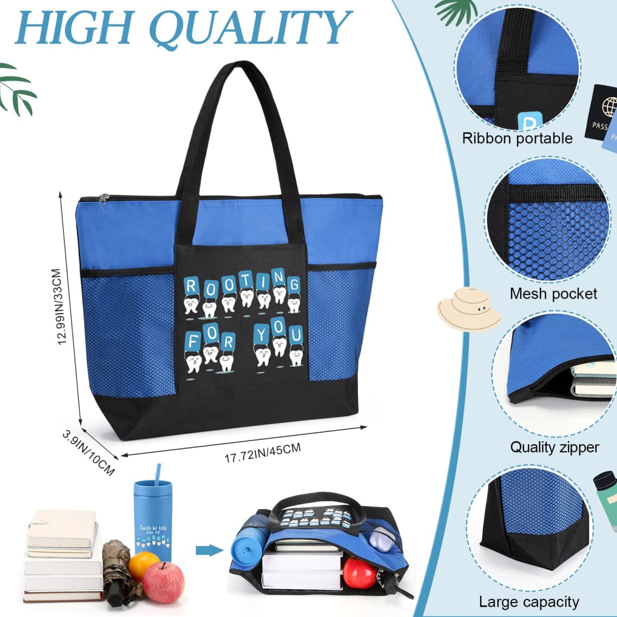 Dansydaisy 3 Pcs Dental Hygienist Gifts for Women Men Dental Assistant Gifts Inspirational Dentist Tote 16 oz Dentist Tumbler Teeth Stress Toy for Office Coworker Staff Employees Team(Blue) thumbnail 2