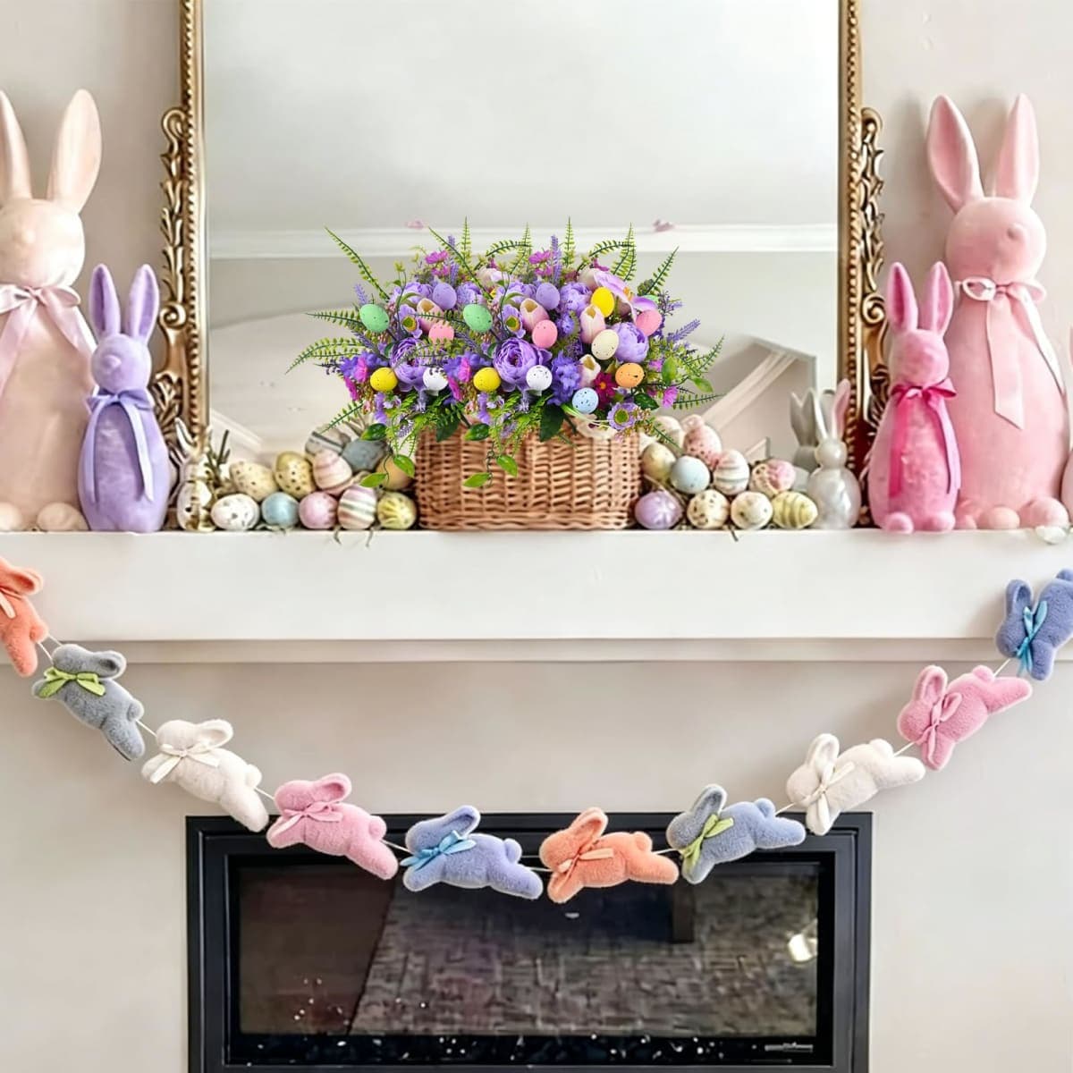 GYWJJ Spring Artificial Flowers Bouquet Easter Purple Fake Flower Silk Floral Arrangement for Home Kitchen Table Wedding Party Decorations thumbnail 5