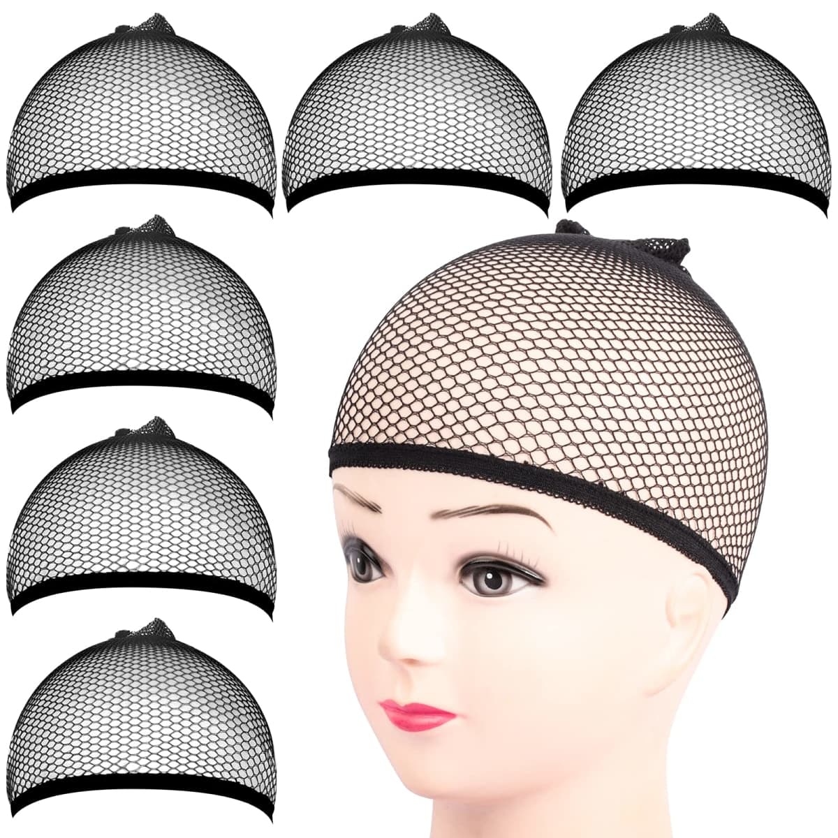 Fandamei 6PCS Wig Cap, 6PCS Black Mesh Wig Cap Net, Closed End Hair Mesh Net, Liner Weaving Caps for Women, Men, Kids, Wig Caps for Halloween, Cosplay — image 1
