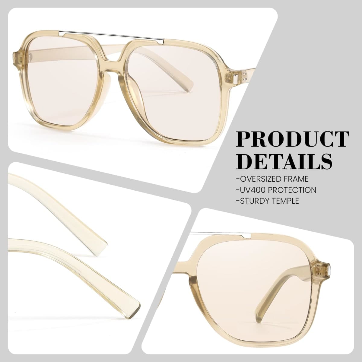 SODQW Oversized Aviator Sunglasses for Women UV400 Designer Shades for Driving Traveling Trendy 2026, 04-brown/Light Brown, Medium thumbnail 3