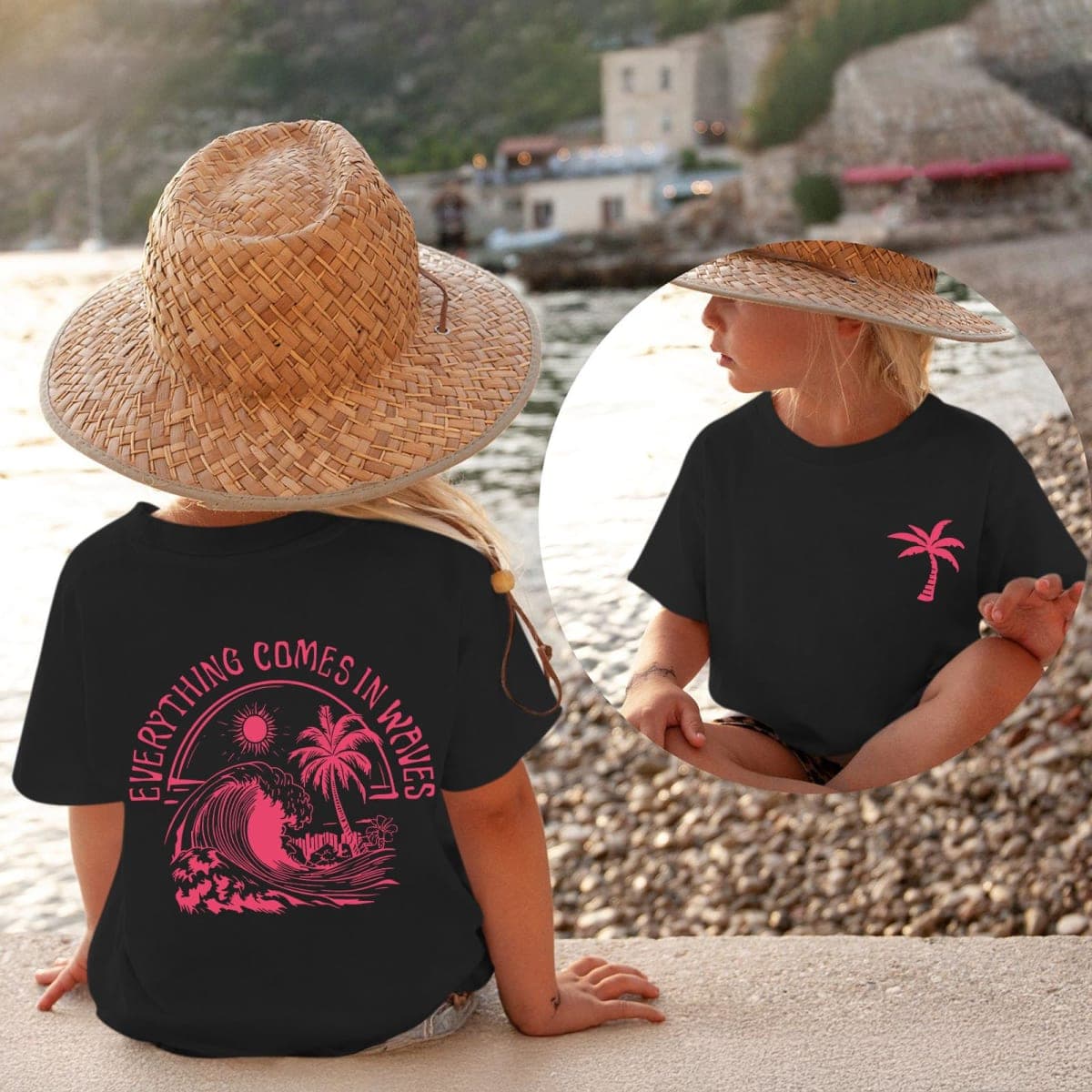 QISSYILY Girls Palm Tree Graphic Tees Beach Hawaiian Cotton T Shirts Tropical Ocean Vibes Outfits Cute Preppy Vacation Tops, Black, 9-10 Years thumbnail 5