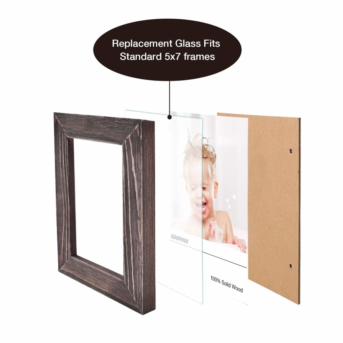 Egofine 5x7 Heat-Strengthened Glass Replacement 2 Pack, for 5 by 7 Photo Frame thumbnail 3