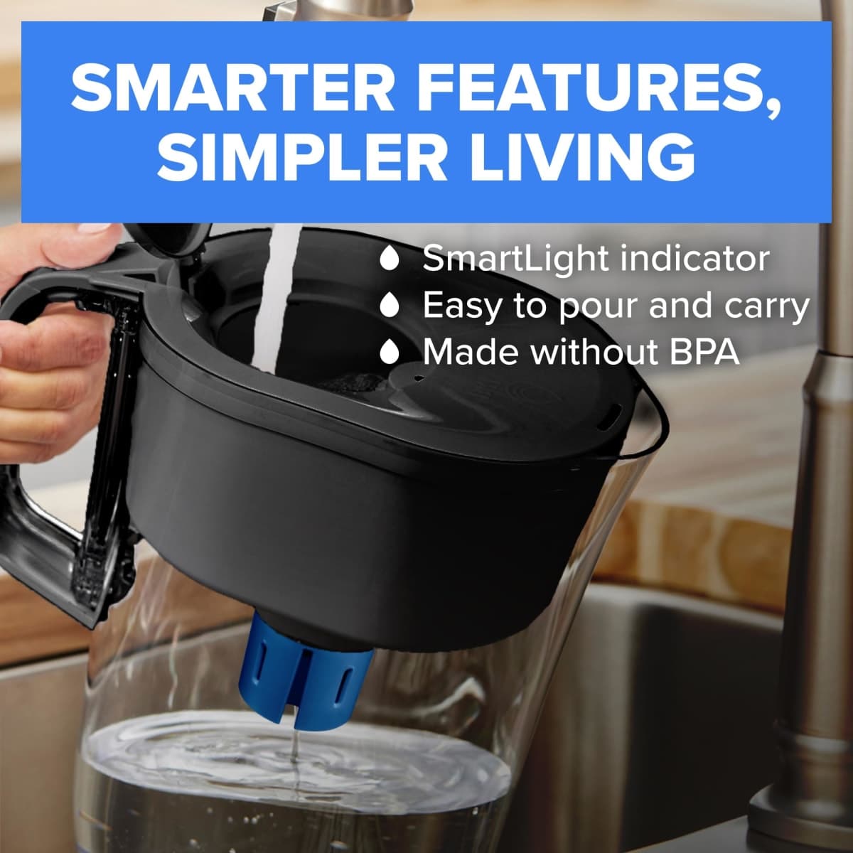 Brita 6 Cup Elite Filter Pitcher with Smart Light Indicator, Reduces 30+ Contaminants including Lead and Microplastics, Filter lasts 6 months, Metro, White thumbnail 4