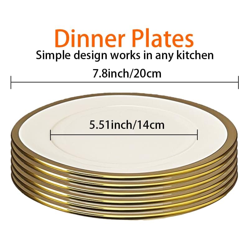 Loymokinar Porcelain Appetizer Plates, Ceramic Round Dessert Serving Plates for Bread, Salad, Snack and Finger Food, Set of 6 Elegant Ceramic Dinner Plates (8 inch) thumbnail 2