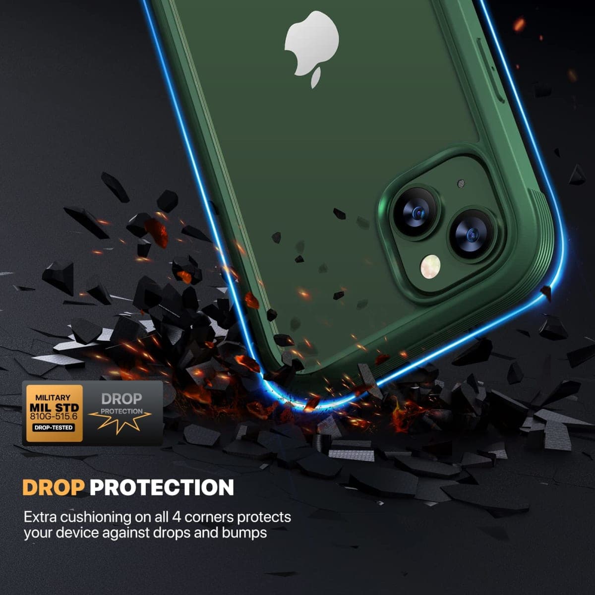 Diaclara Designed for iPhone 13 Case, Full Body Rugged TPU Bumper Case with Built-in Screen Protector, Extra Screen & Camera Protection, Wireless Charging Compatible, Green thumbnail 4