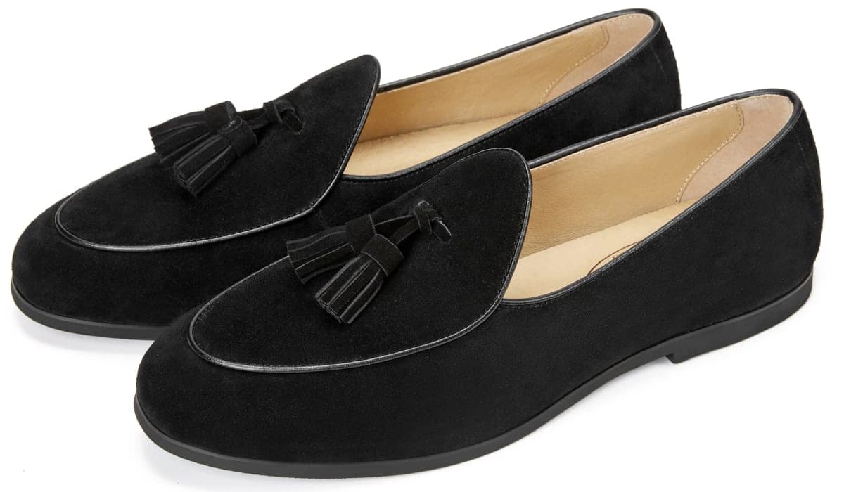 Journey West Men's Vintage Loafers for Men Belgian Loafers Slip-on Loafer Penny Loafer Casual Loafers, Tassel-black, 13 thumbnail 2