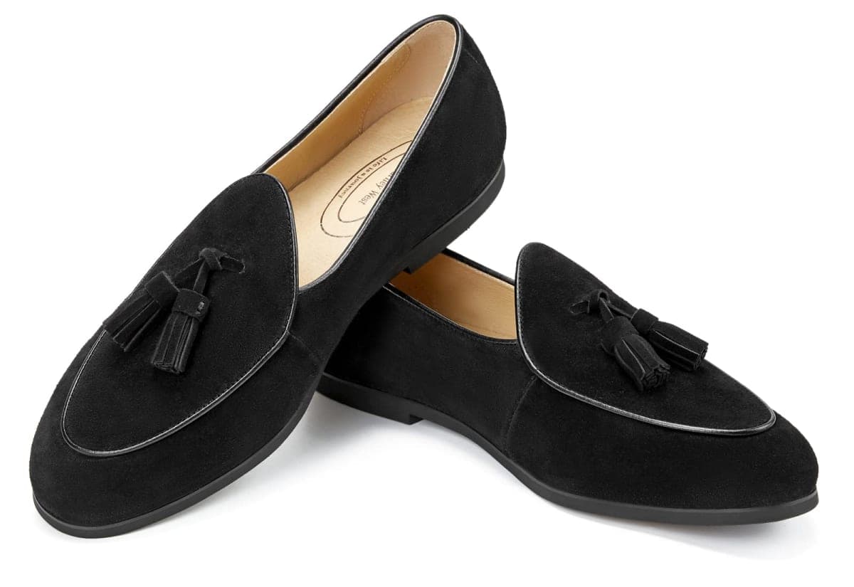 Journey West Men's Vintage Loafers for Men Belgian Loafers Slip-on Loafer Penny Loafer Casual Loafers, Tassel-black, 13 thumbnail 3