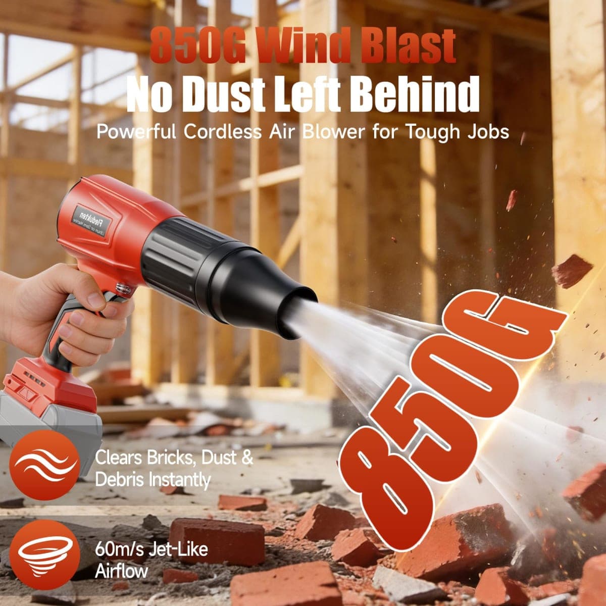Cordless Leaf Blower Compatible with Milwaukee 18V Battery (Tool Only), 800,000 RPM Brushless Turbo Jet Blower up to 60m/s Airflow, Lightweight 1.5 lbs Handheld Dust Blower for Patio, Lawn & Garage thumbnail 4