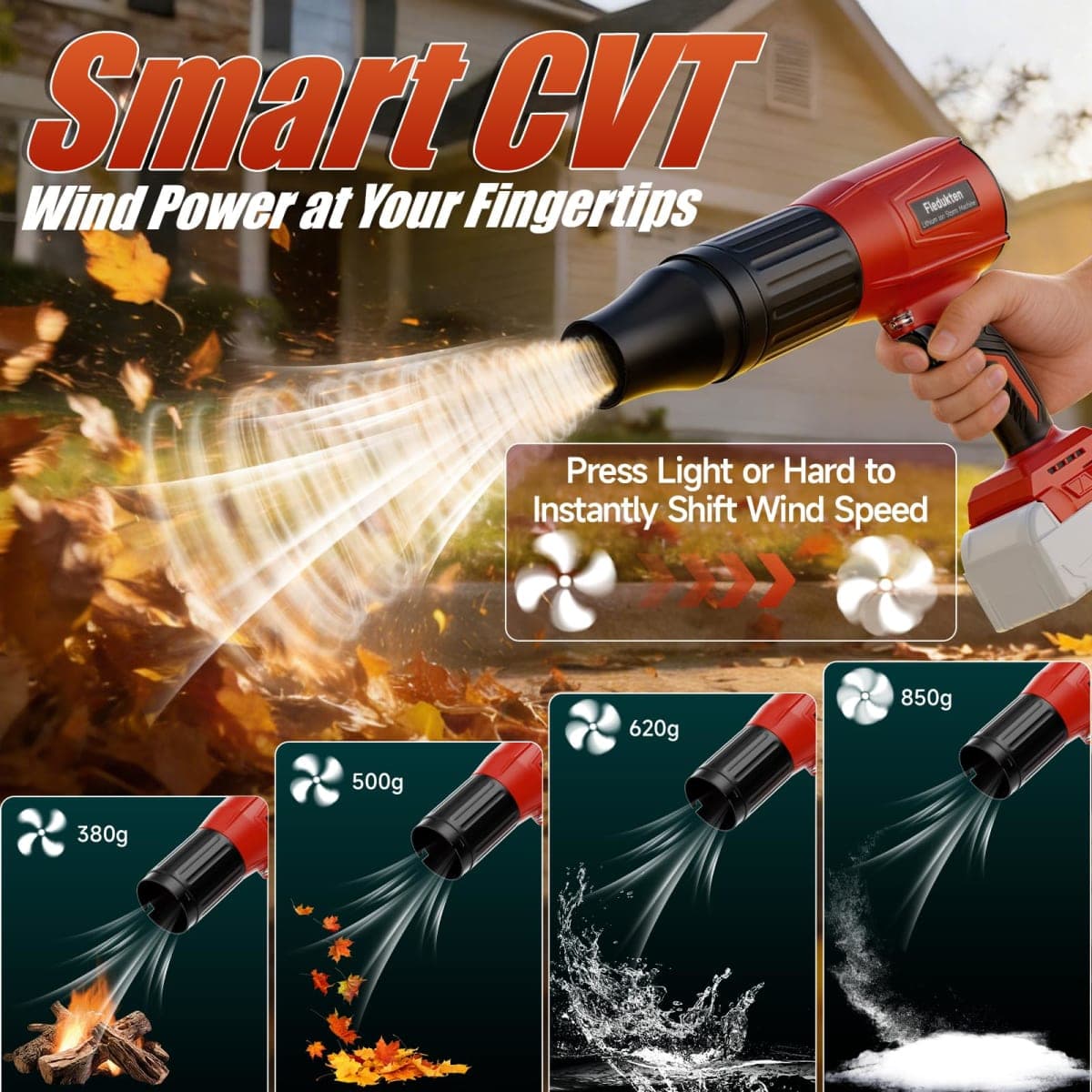 Cordless Leaf Blower Compatible with Milwaukee 18V Battery (Tool Only), 800,000 RPM Brushless Turbo Jet Blower up to 60m/s Airflow, Lightweight 1.5 lbs Handheld Dust Blower for Patio, Lawn & Garage thumbnail 5