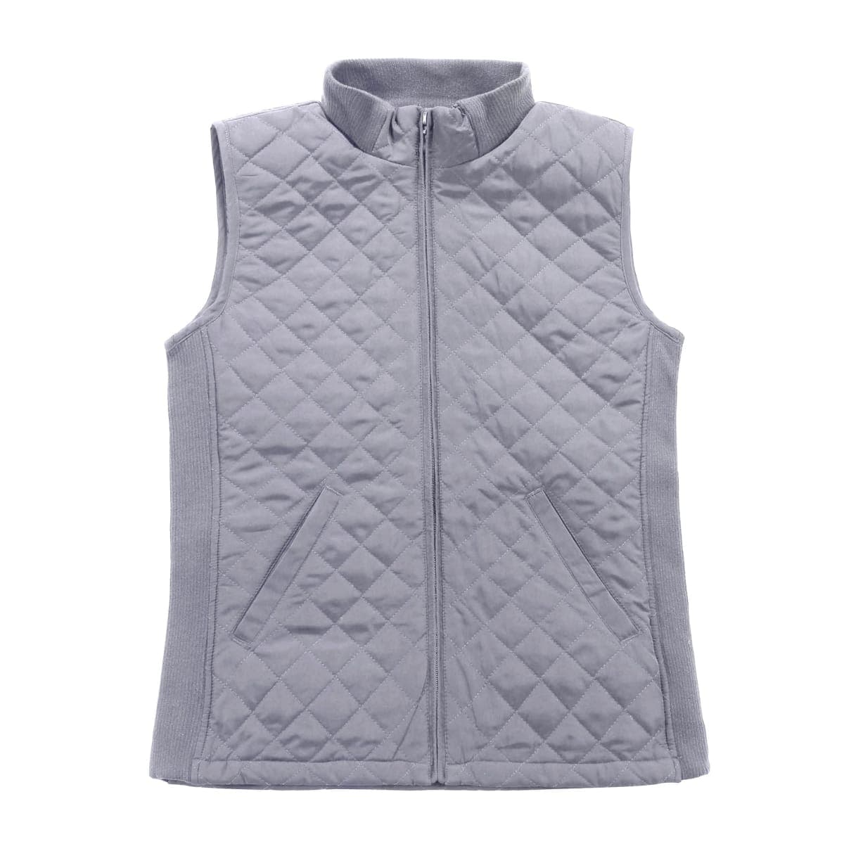 Bienzoe Women Casual Quilted Sleeveless Light Weight Vest Stretch Rib Gray M — image 1