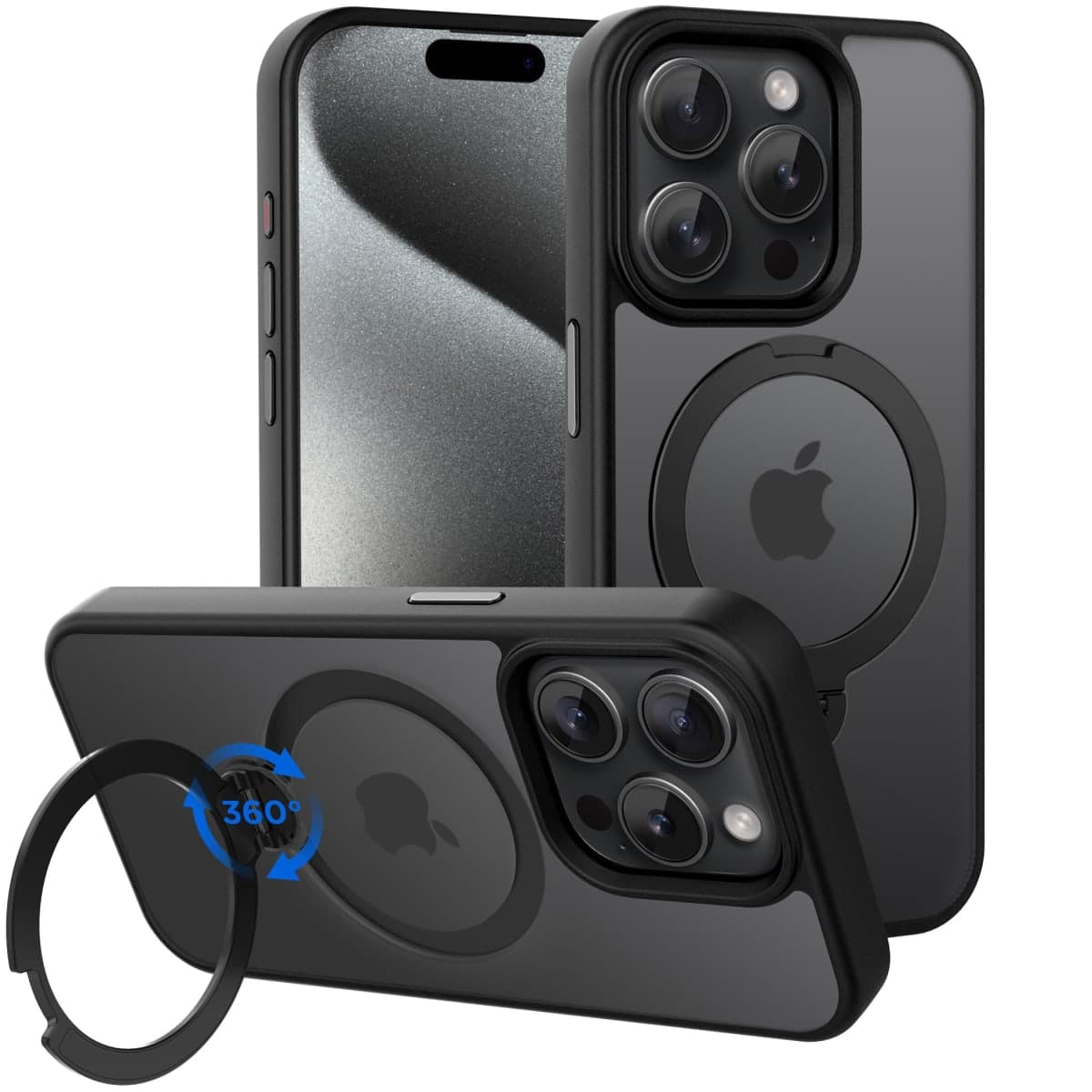 CACOE for iPhone 15 Pro case with Magnetic 360 Degrees Rotatable Ring Phone Stand, Compatible with Car Phone Mount — image 1