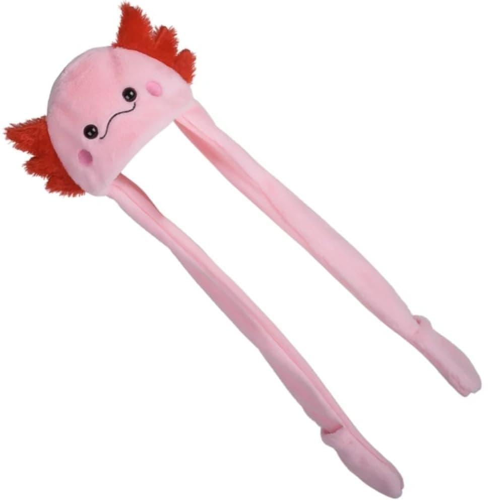Rhode Island Novelty Axolotl Plush Hoodie Scarf Hat 3.5"-Pink — image 1