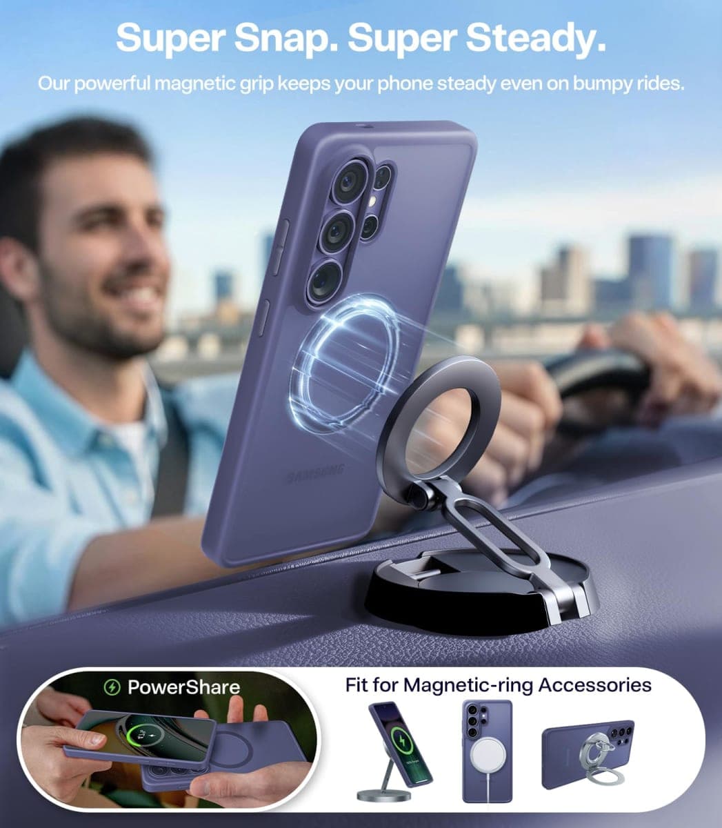 TORRAS Magnetic Shockproof for Samsung Galaxy S26 Ultra Case, Fit for MagSafe, 12FT Military Grade Protection, Translucent Slim Case for Samsung S26 Ultra Case Anti-Fingerprint Anti-Scratch, Purple thumbnail 4