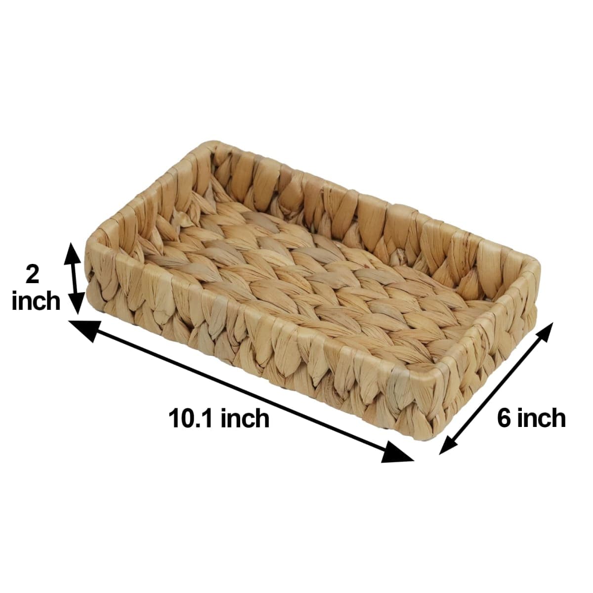 Bathroom Tray Countertop, 10 Inch Water Hyacinth Bathroom Basket, Toilet Tank Bathroom Vanity Tray, Rattan Wicker Tray for Bathroom Decor Coffee Table (Small) thumbnail 5