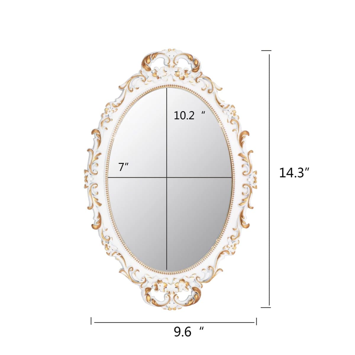 Tstarer Vintage Decorative White Framed Mirror, Small Oval Wall Hanging Mirror - 24.4cm W x 36.3cm L (White) thumbnail 4