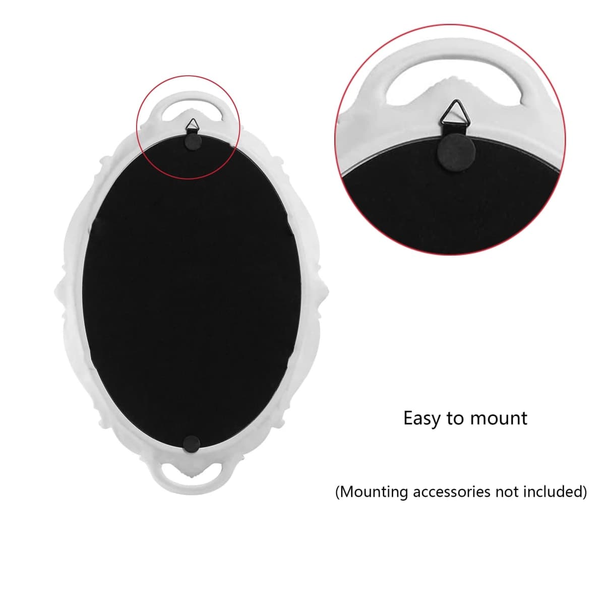 Tstarer Vintage Decorative White Framed Mirror, Small Oval Wall Hanging Mirror - 24.4cm W x 36.3cm L (White) thumbnail 5