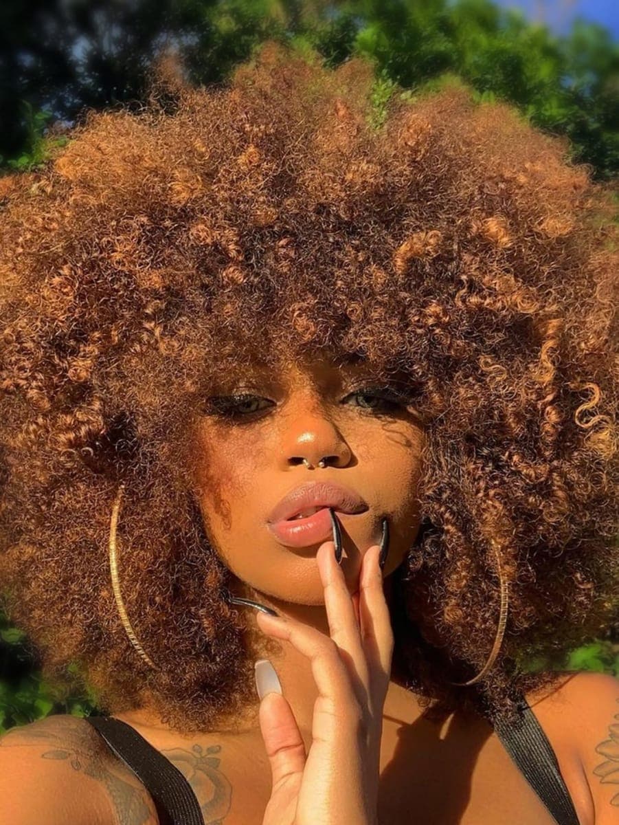 GKtineke Afro Wig 14Inch Afro Wigs for Black Women 70s Afro Kinky Curly Wig Bouncy Huge Fluffy Puff Wigs Synthetic Hair for Cosplay Daily and Party (Mixed Brown, 14 Inch) — image 1