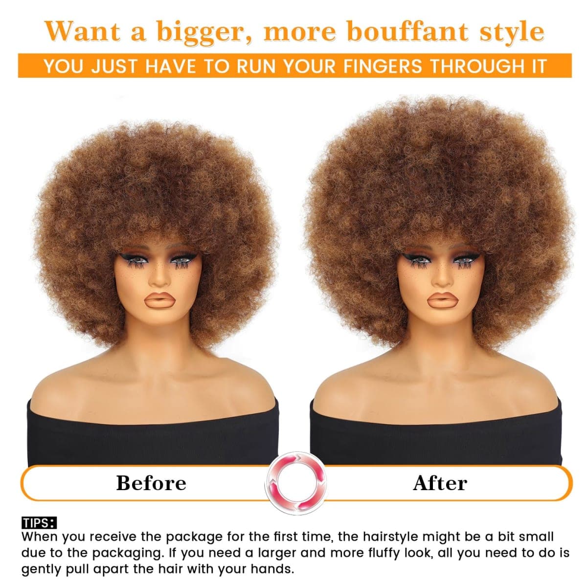 GKtineke Afro Wig 14Inch Afro Wigs for Black Women 70s Afro Kinky Curly Wig Bouncy Huge Fluffy Puff Wigs Synthetic Hair for Cosplay Daily and Party (Mixed Brown, 14 Inch) thumbnail 4