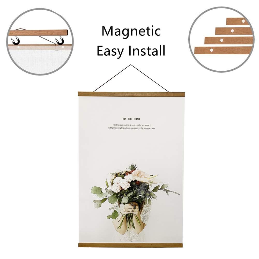 Miaowater Magnetic Poster Frame Hanger,10x14 10x20 10x13 Light Wood Wooden Frames Hangers for Photo Picture Art Canvas Print Artwork Wall Hanging Teak Wood 10'' thumbnail 2