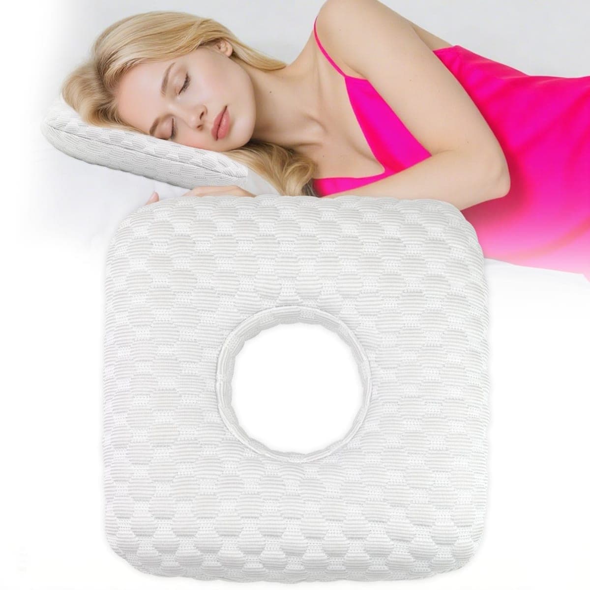 Wucidici - Ear Piercing Pillow for Side Sleeper with Hole for Ear Pain, CNH Inflammation, Pressure Pain Relief for Sleeping, Cooling Pillow and Breath Protector — image 1