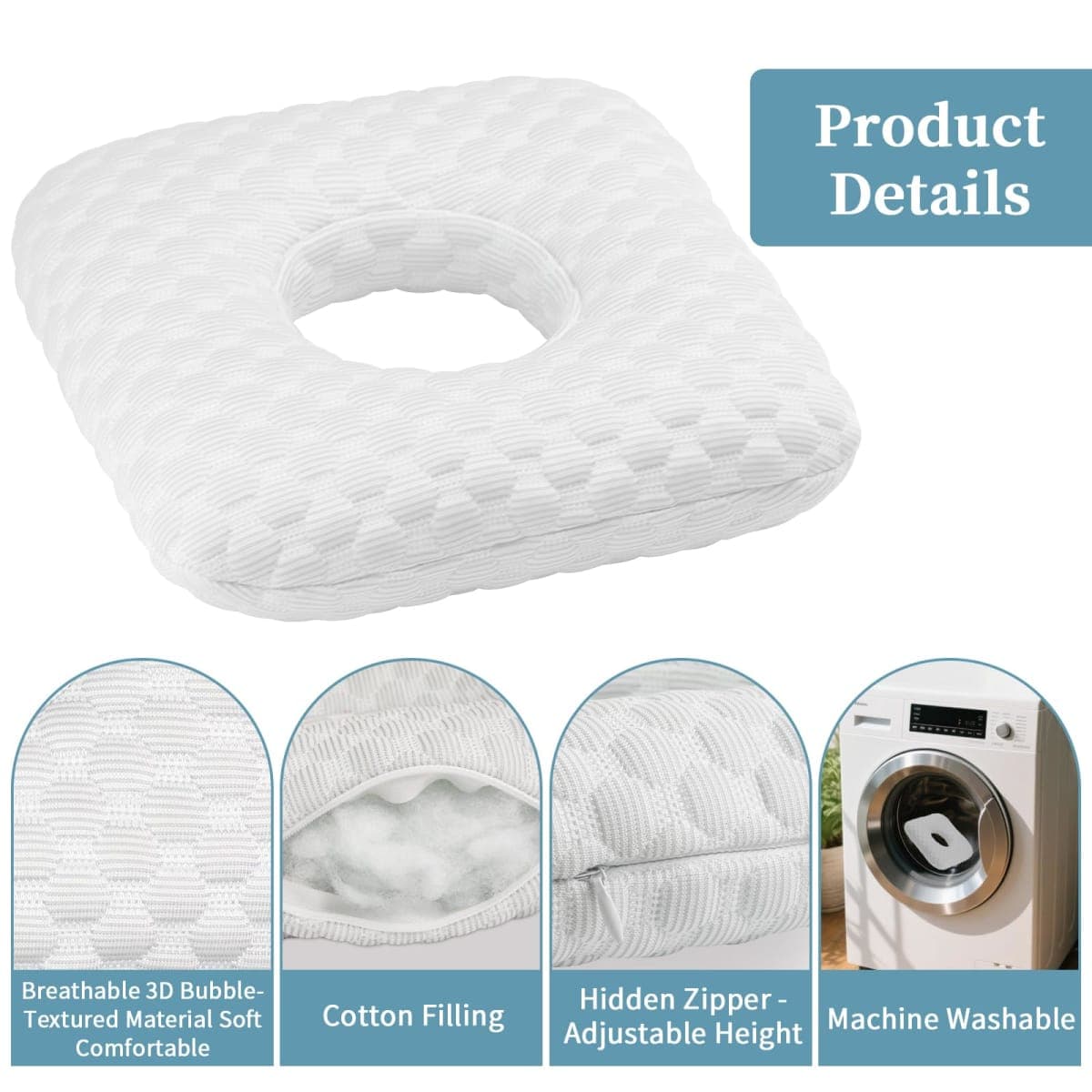 Wucidici - Ear Piercing Pillow for Side Sleeper with Hole for Ear Pain, CNH Inflammation, Pressure Pain Relief for Sleeping, Cooling Pillow and Breath Protector thumbnail 5
