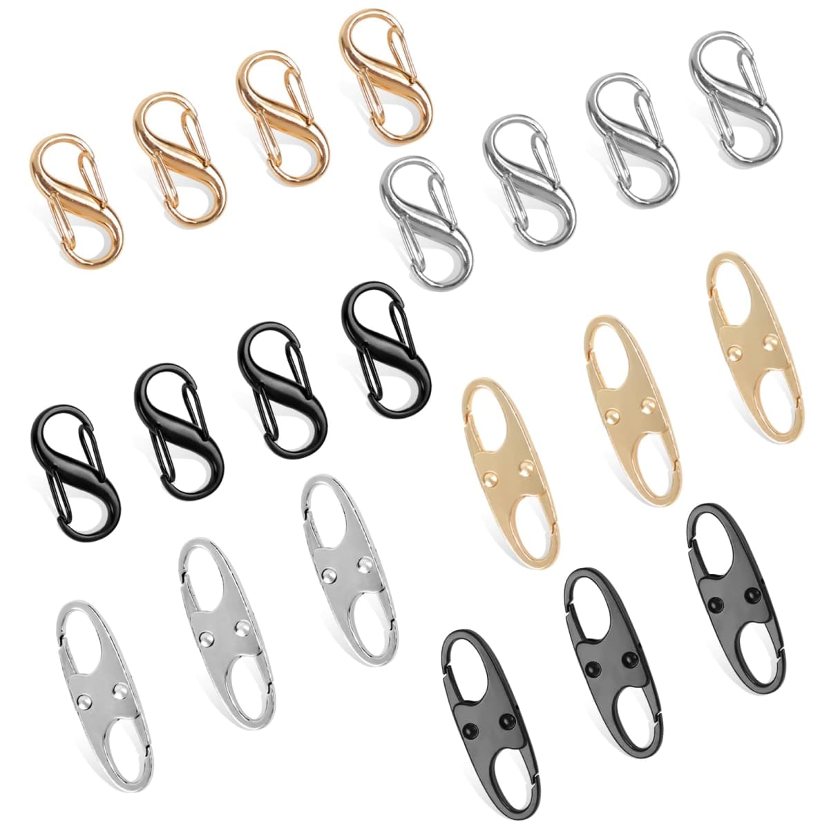 Phinus Lock Combo, Total 21PCS Clips Anti-Theft, Locks Anti-Theft for Luggage, Clothing, Backpacks, Boots, Purses, Travel Outdoor Sports(Black, Silver, Gold) — image 1